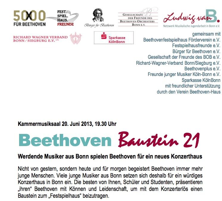 Ein Zeichen f�r das BEETHOVEN-FESTSPIELHAUS wollen wir