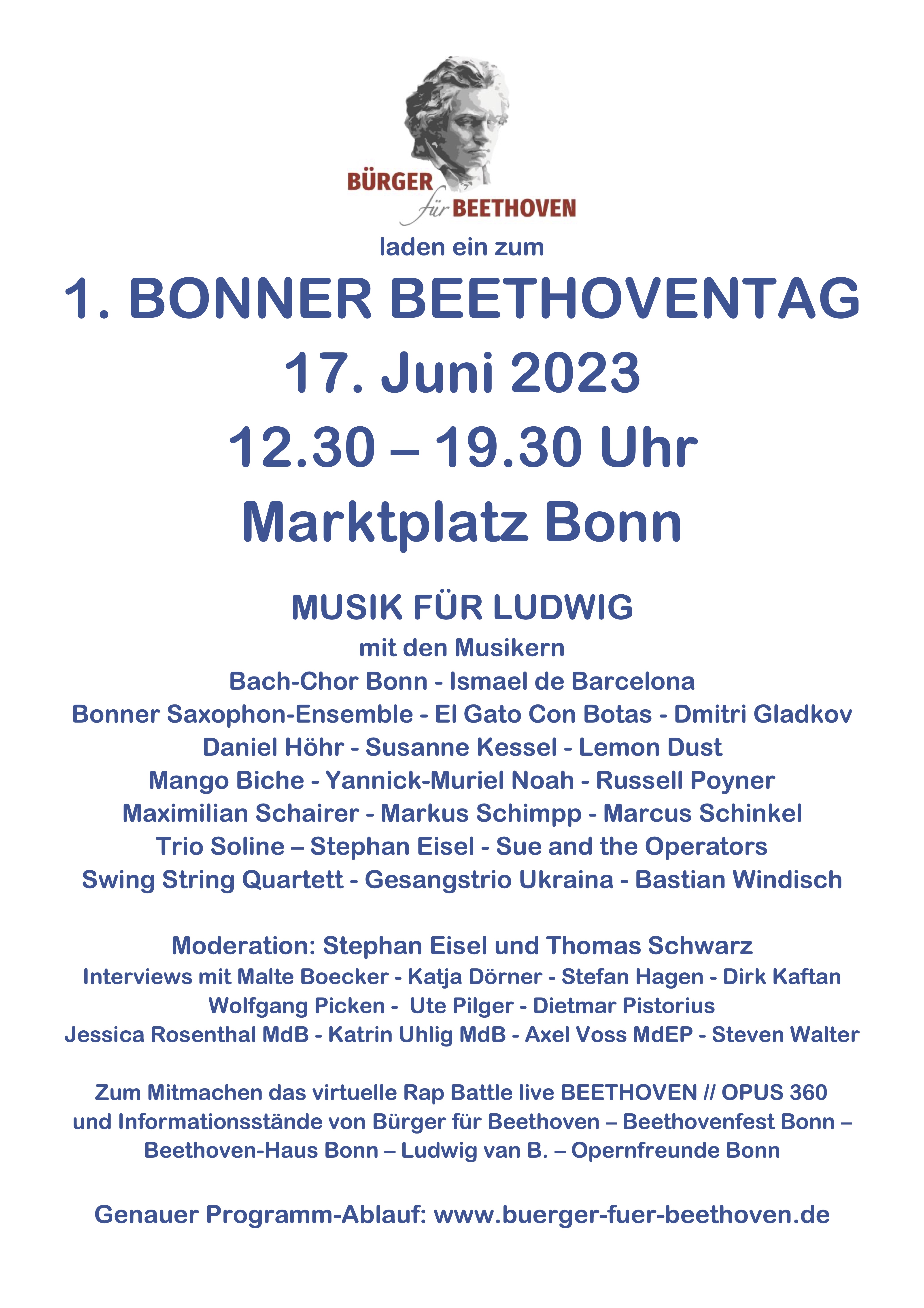Über 50 Musiker sind am 17. Juni auf dem Bonner Marktplatz