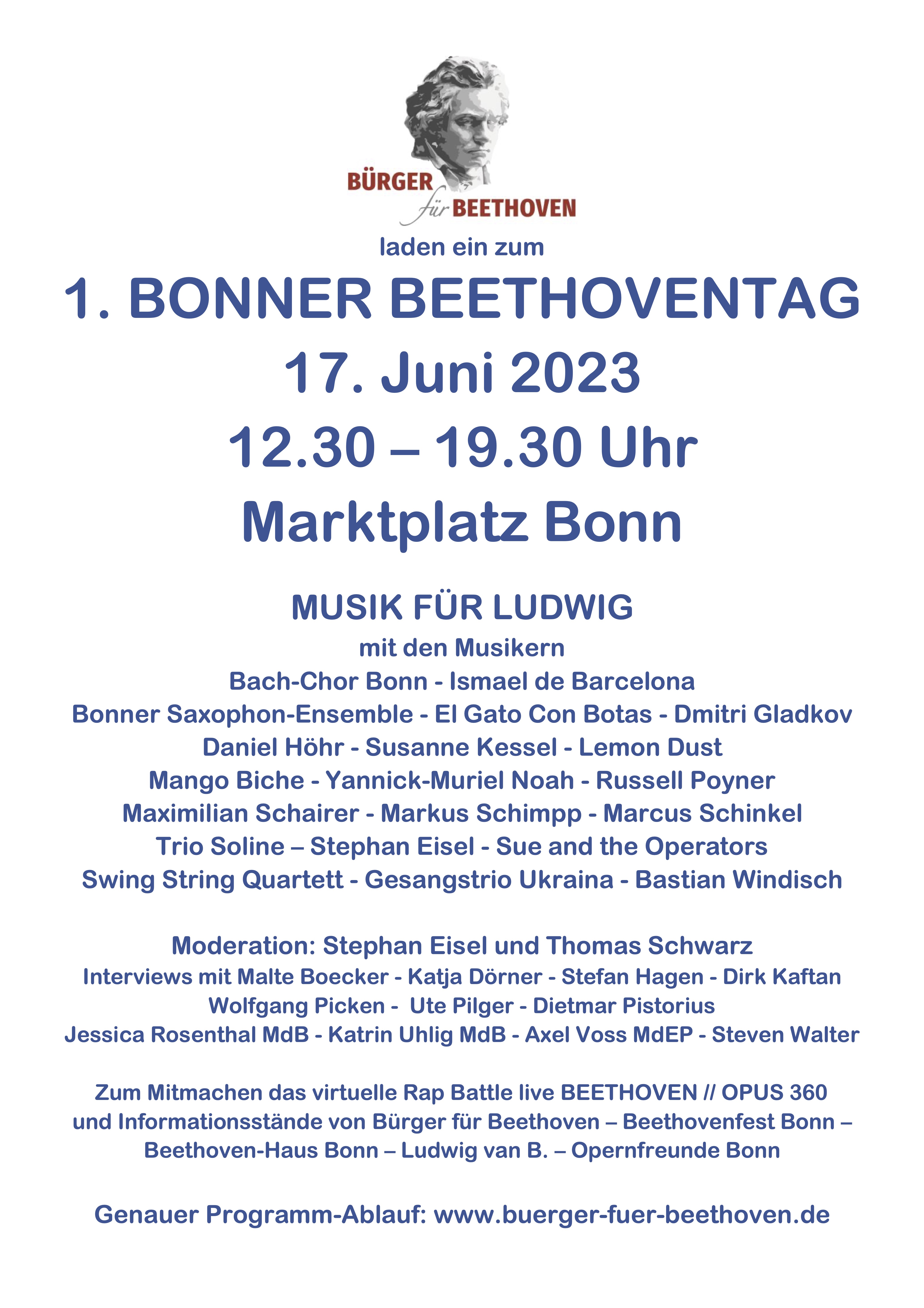 ber 50 Musiker sind am 17. Juni auf dem Bonner Marktplatz