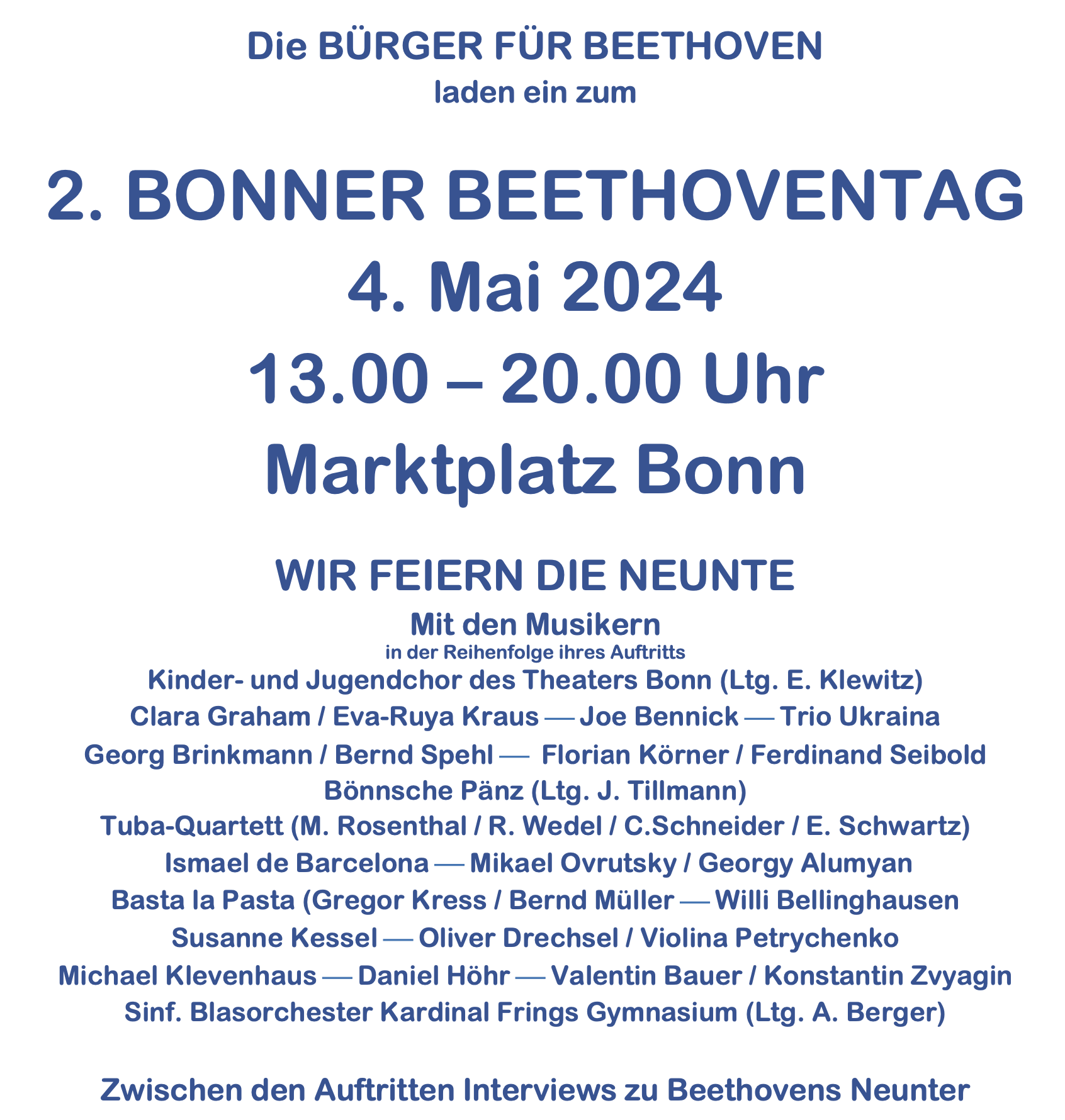 Mit dem  2. Bonner Beethoven-Tag am 4. Mai 2024