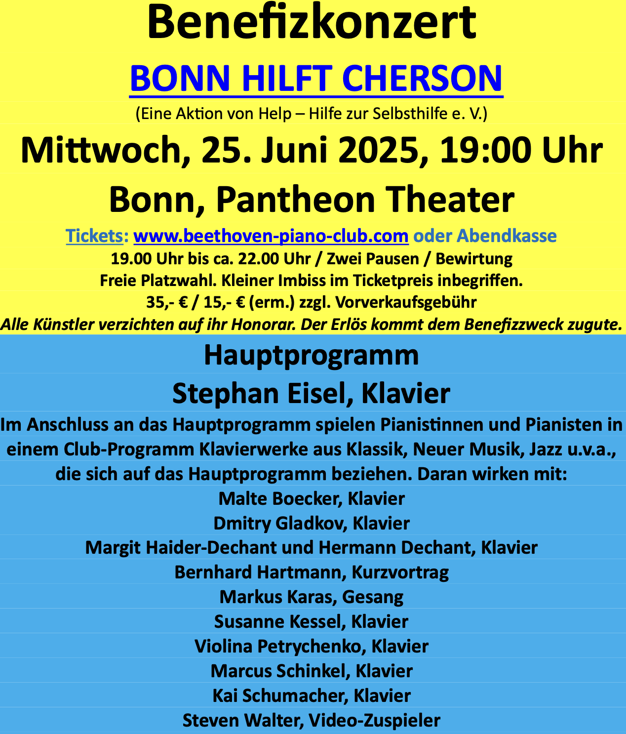 Der Beethoven-Piano-Club untersttzt am 25. Juni