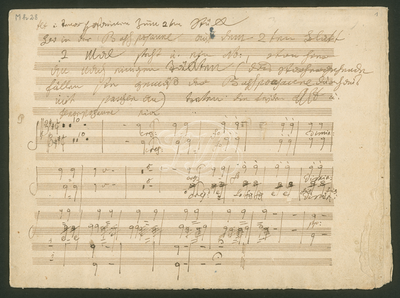 Ludwig van Beethoven, Sinfonie Nr. 9 (d-Moll) op. 125, Posaunenstimmen zum 2. und 4. Satz, Stimmen, Autograph Beethoven-Haus Bonn, Sammlung H. C. Bodmer